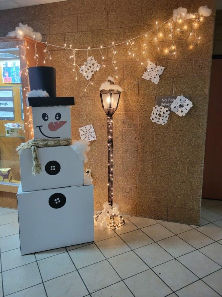 snowman winter scene